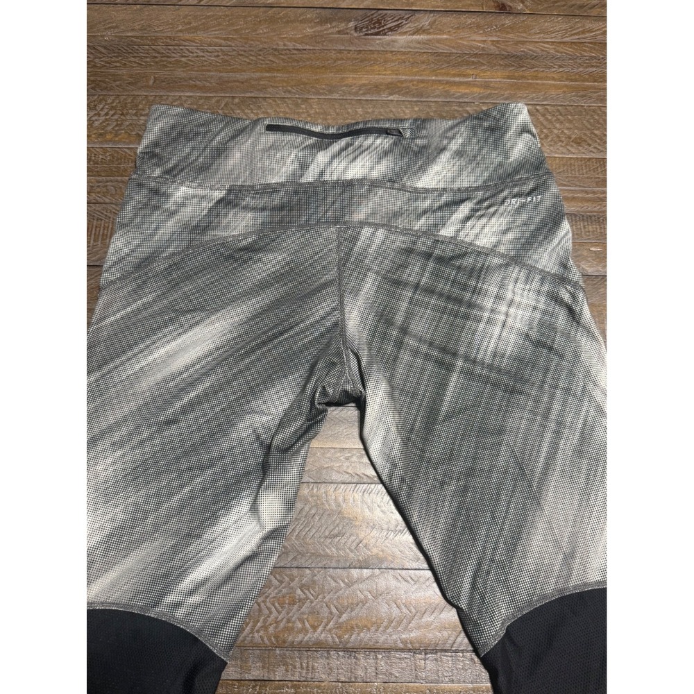 Nike Dri-FIT Leggings Womens Large Grey Digital Print Crop Tights Mesh Preloved - Picture 9 of 12